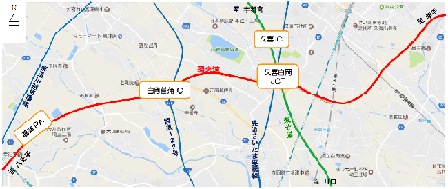 久喜市内の圏央道位置図