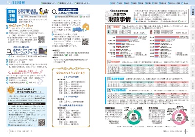 P2-3：久喜市職員採用オンライン相談会／ふれあい収集制度／令和6年（第30回）あやめ・ラベンダーのブルーフェスティバル／熱中症予防コラム／令和6年春の叙勲・第42回危険業務従事者叙勲／令和5年度下半期久喜市の財政事情